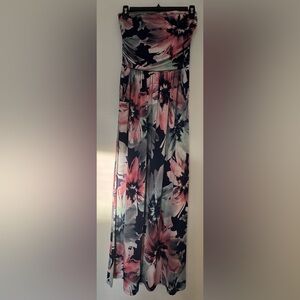 Vanilla Bay Strapless Floral Dress - Pink and Blue